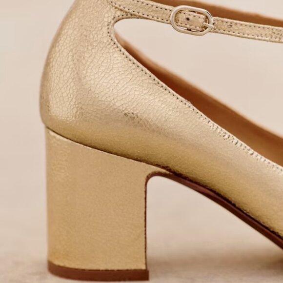Sezane Marcie Mary Janes Gold Crackle Size 40/9 *NWOB* - Picture 3 of 14